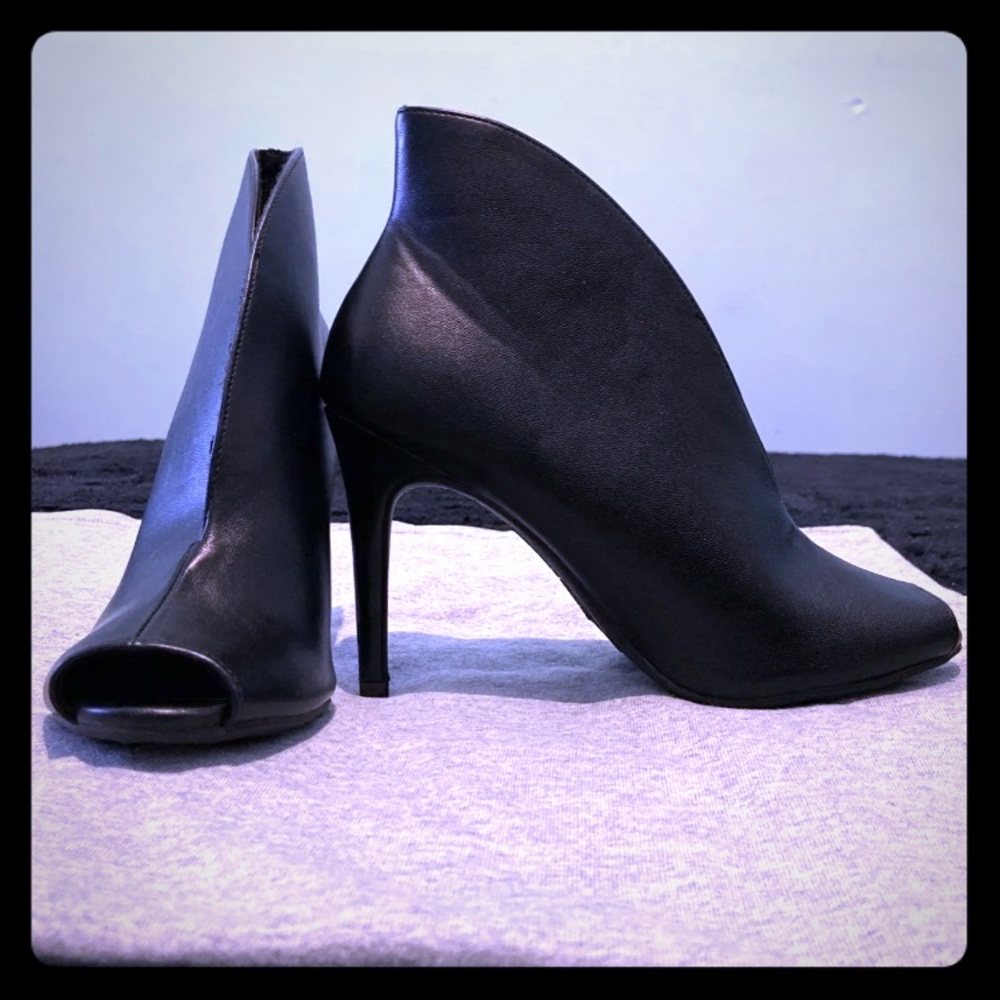 Black open toe booties